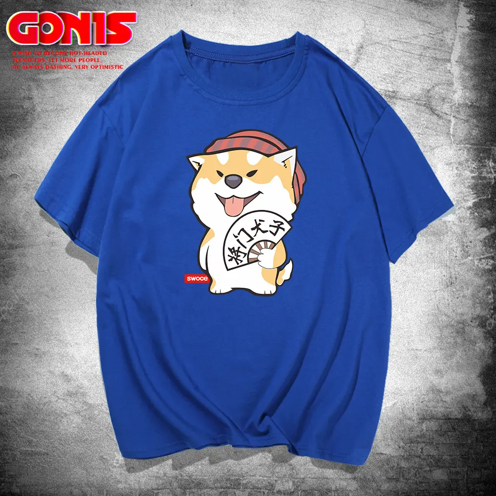 Men Grey Dog Cartoon T-Shirt Half Sleeve Summer - Image 5