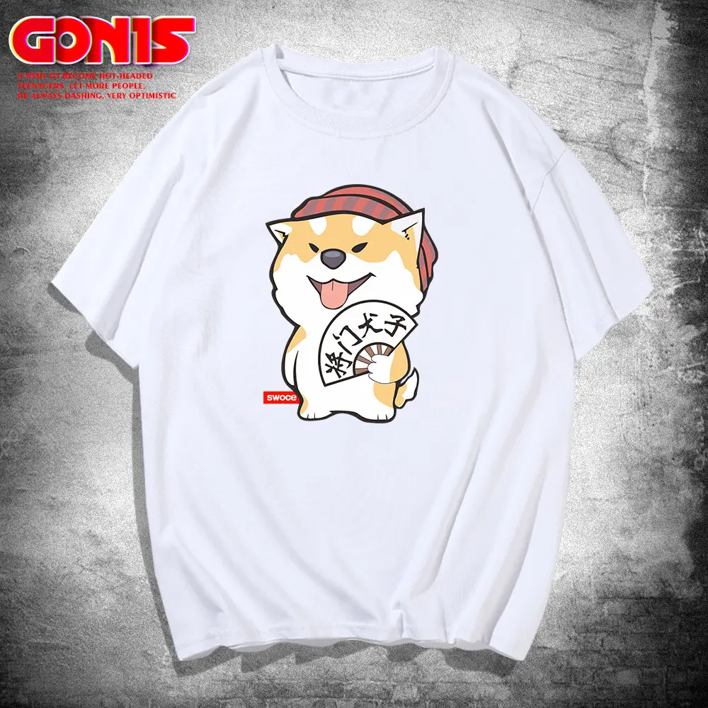 Men Grey Dog Cartoon T-Shirt Half Sleeve Summer - Image 2