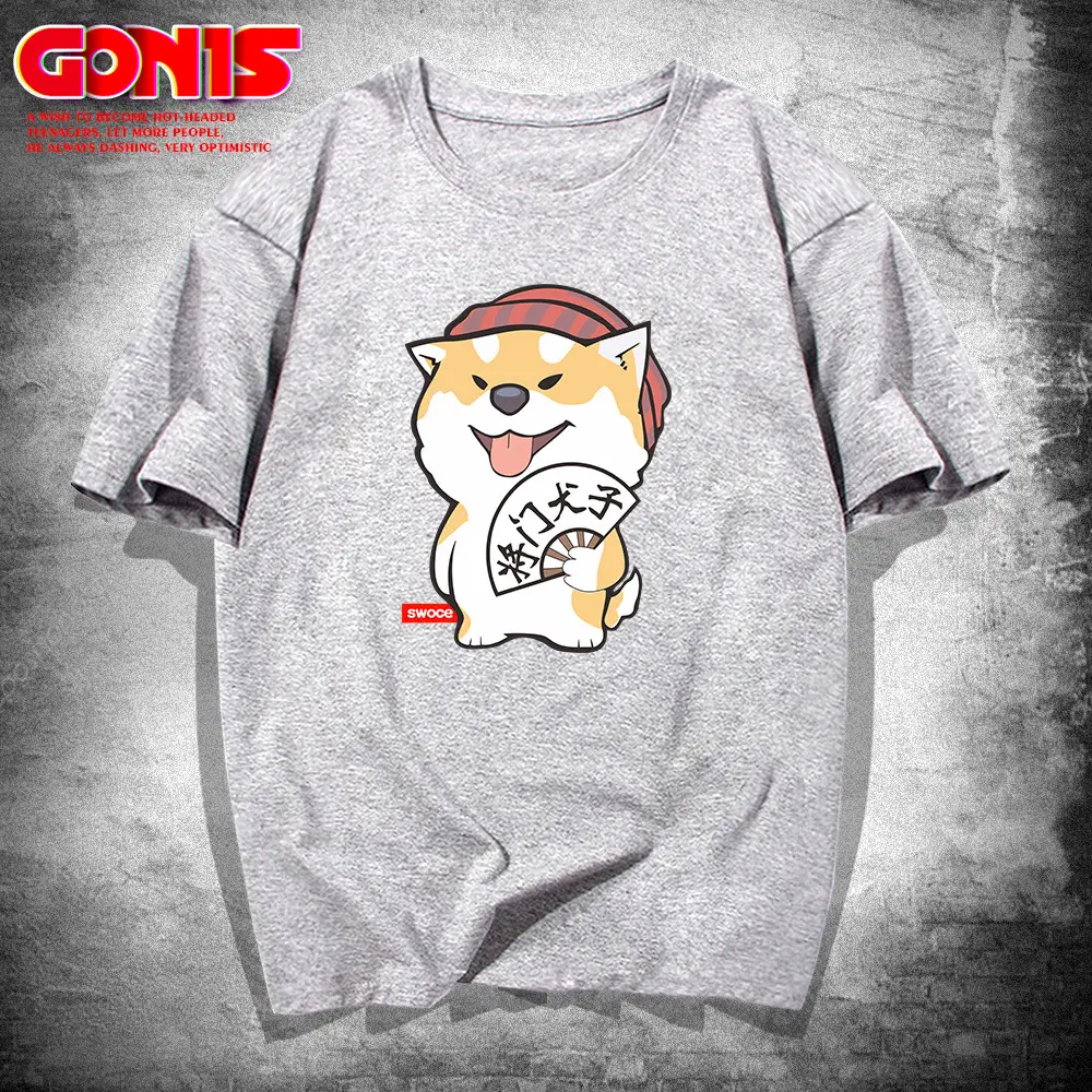 Men Grey Dog Cartoon T-Shirt Half Sleeve Summer - Image 7