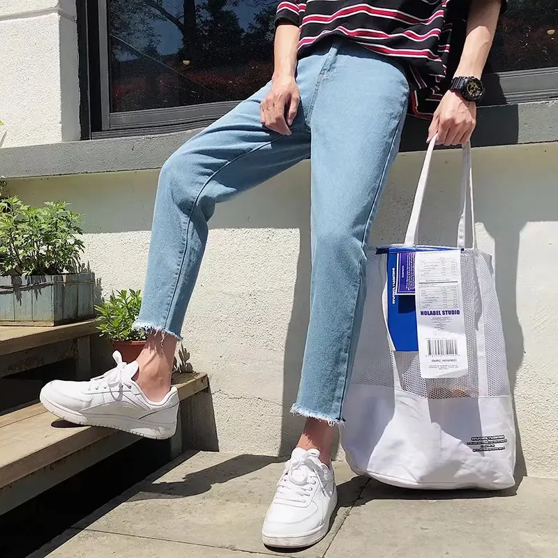 Harajuku Frayed Ankle Jeans Men Summer Skinny Pants - Image 7