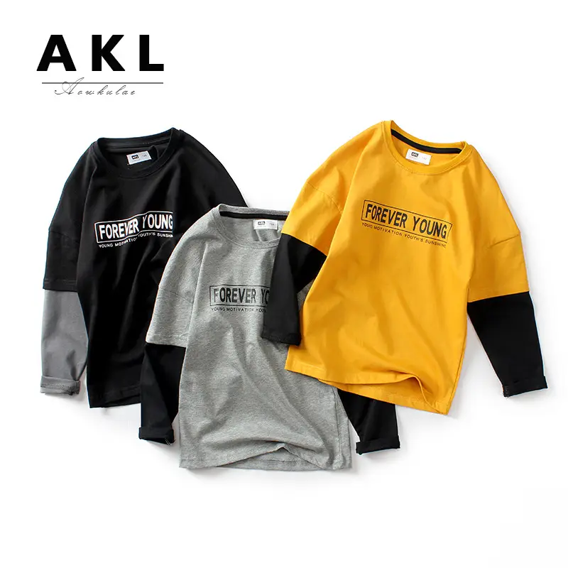 2026 Korean Style Boys Long Sleeve T-Shirt Grey Black Cotton - Image 18