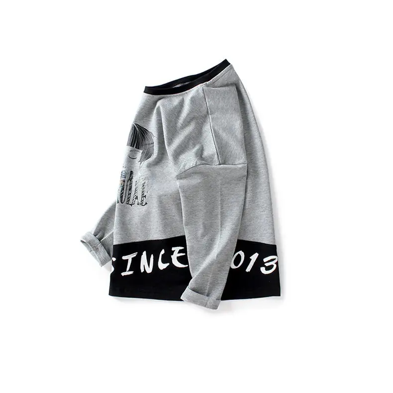 2026 Korean Style Boys Long Sleeve T-Shirt Grey Black Cotton - Image 6