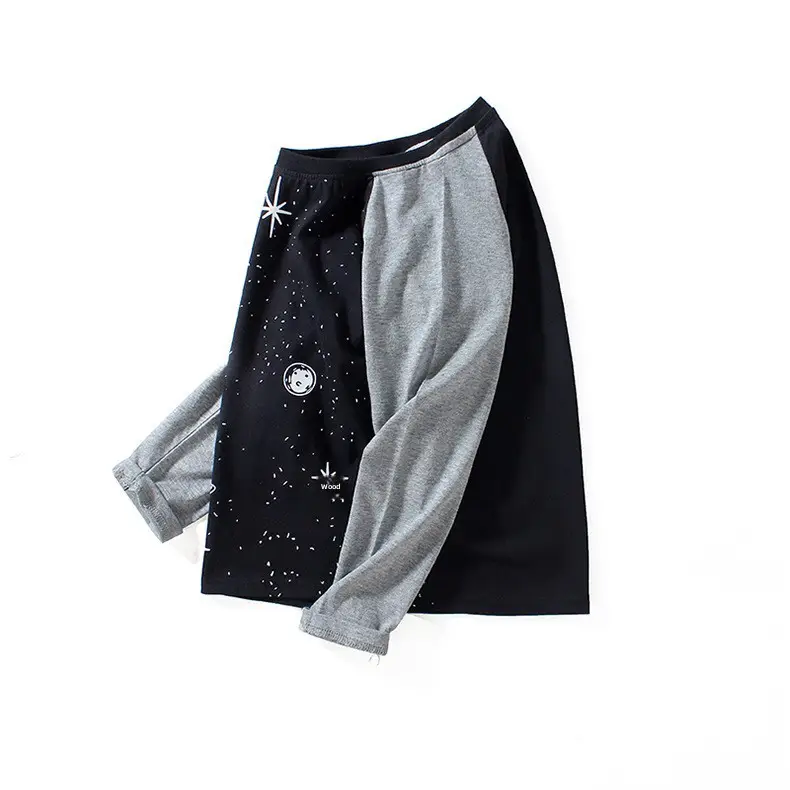 2026 Korean Style Boys Long Sleeve T-Shirt Grey Black Cotton - Image 17