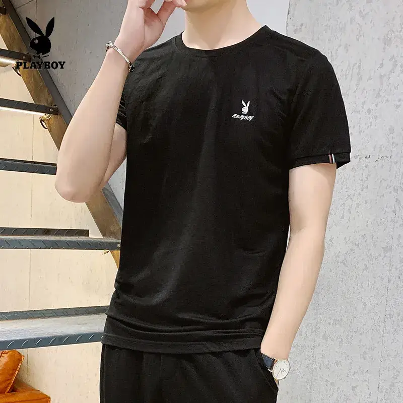 Men Black Pure Cotton Slim Fit T-Shirt - Image 3