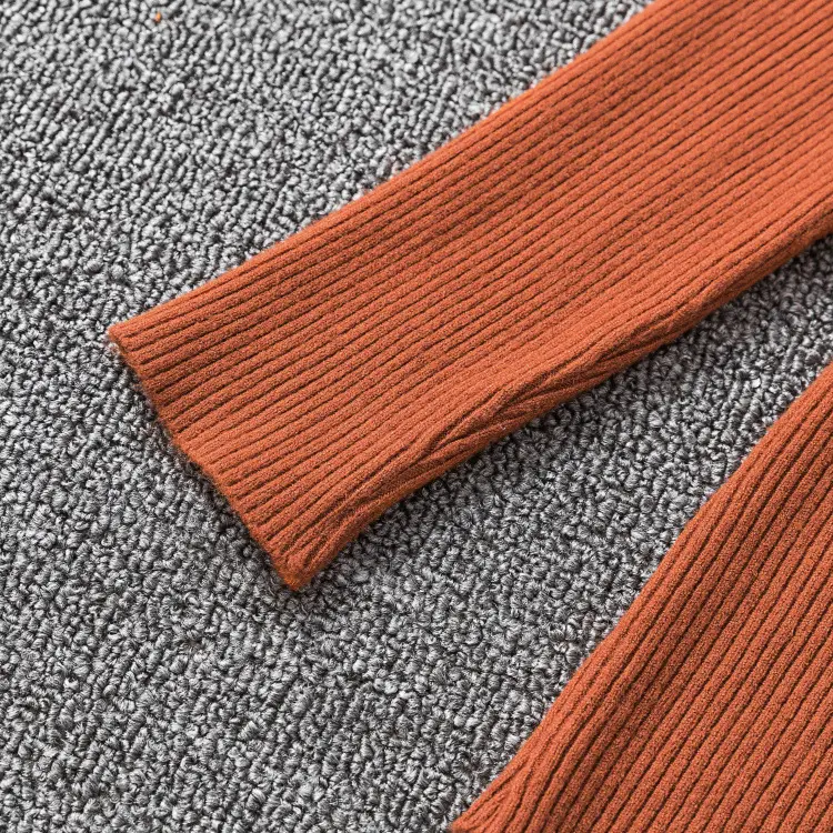 Women's Long Sleeve Red Knit Turtleneck Shirt — feature 13