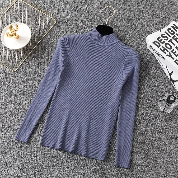 Women's Long Sleeve Red Knit Turtleneck Shirt — feature 14