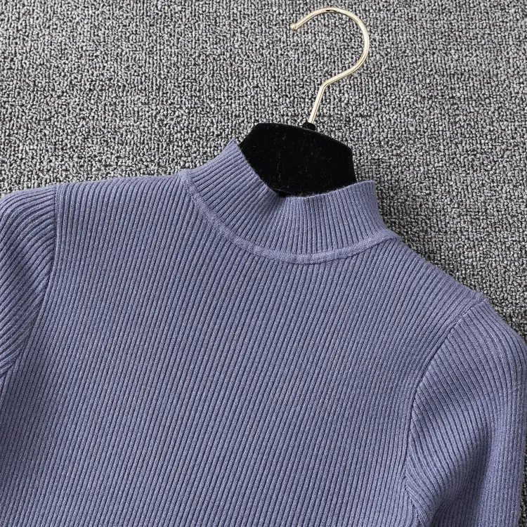 Women's Long Sleeve Red Knit Turtleneck Shirt — feature 15