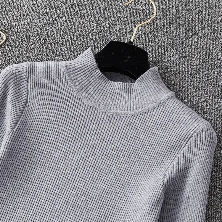 Women's Long Sleeve Red Knit Turtleneck Shirt — feature 18