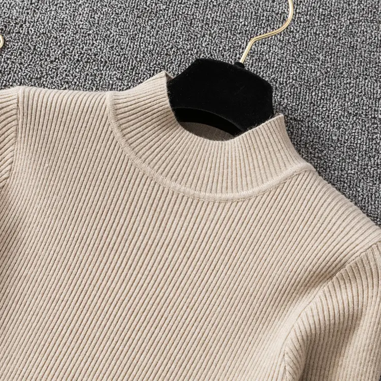Women's Long Sleeve Red Knit Turtleneck Shirt — feature 21