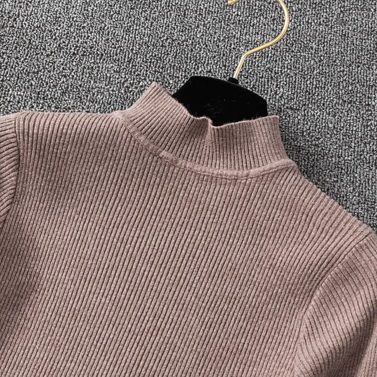 Women's Long Sleeve Red Knit Turtleneck Shirt — feature 27