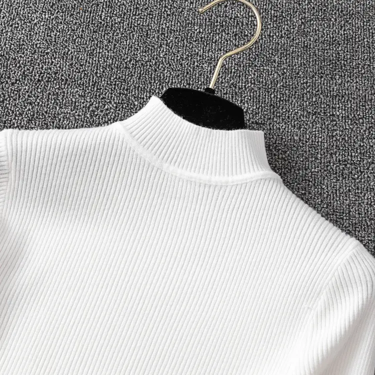 Women's Long Sleeve Red Knit Turtleneck Shirt — feature 30