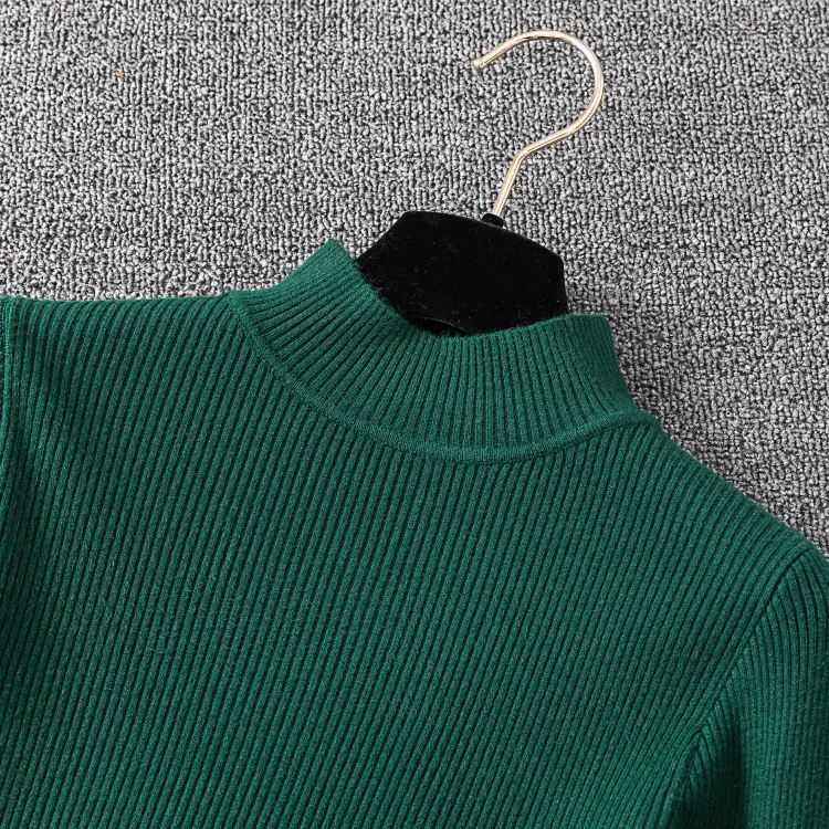 Women's Long Sleeve Red Knit Turtleneck Shirt — feature 33