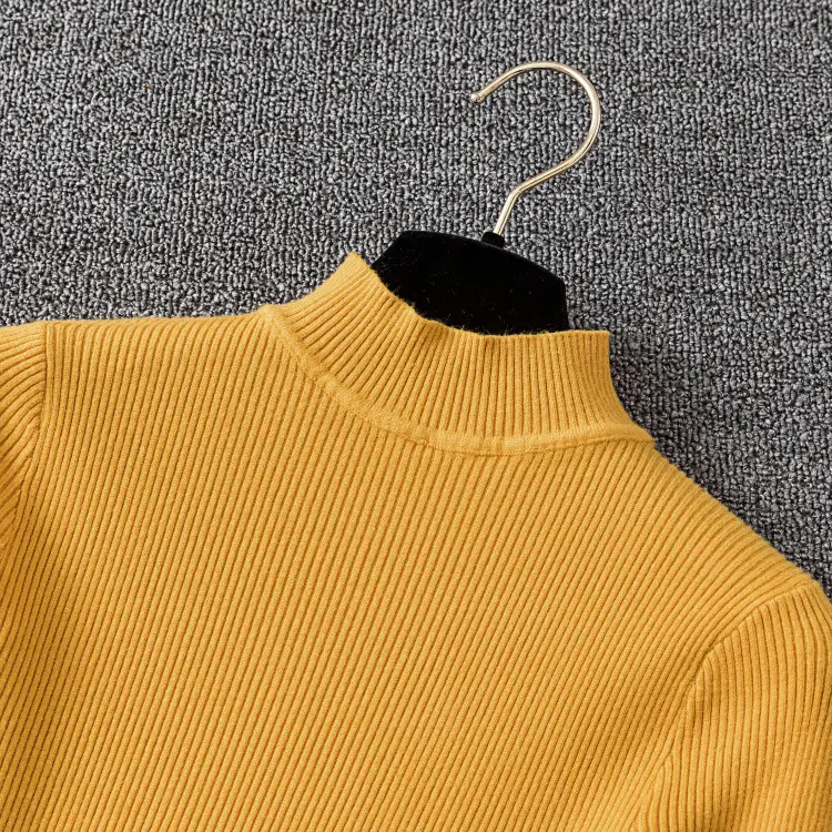 Women's Long Sleeve Red Knit Turtleneck Shirt — feature 36
