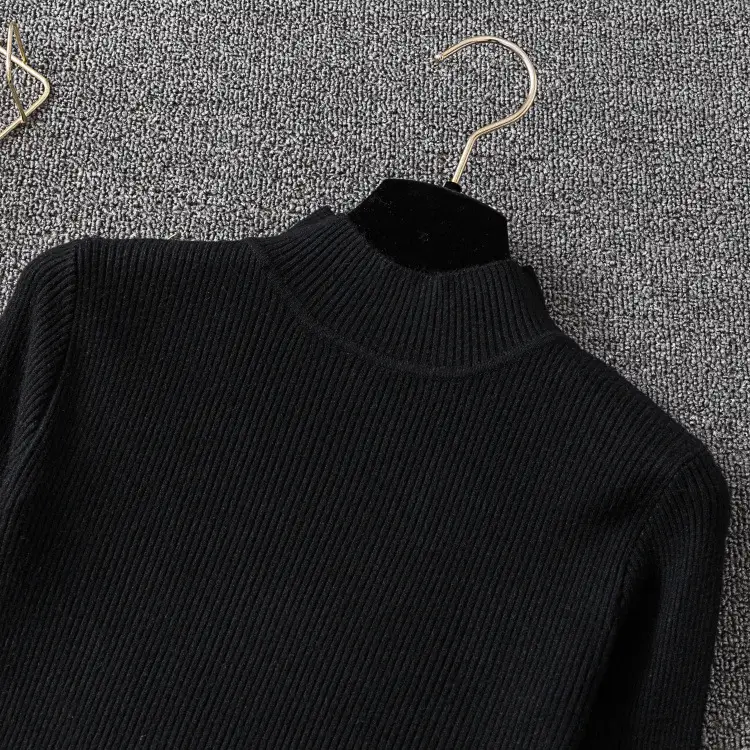 Women's Long Sleeve Red Knit Turtleneck Shirt — feature 39