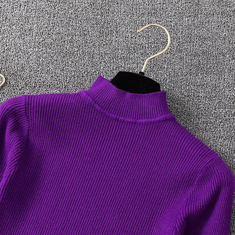 Women's Long Sleeve Red Knit Turtleneck Shirt — feature 42