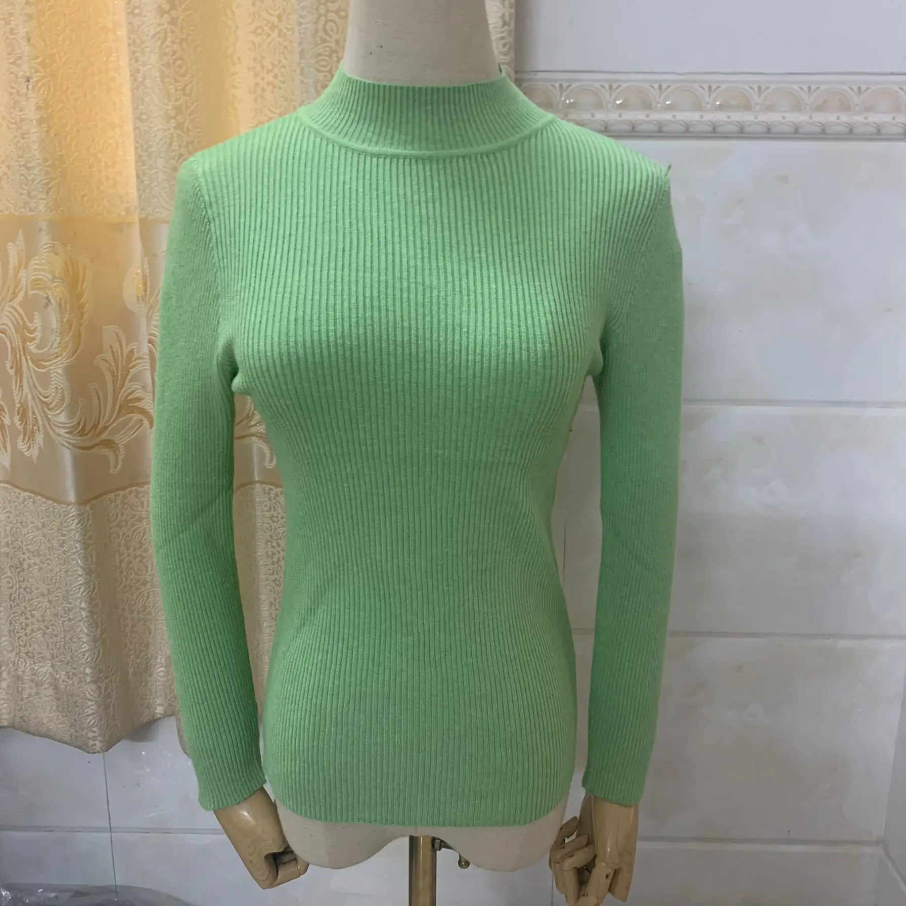 Women's Long Sleeve Red Knit Turtleneck Shirt - Image 15