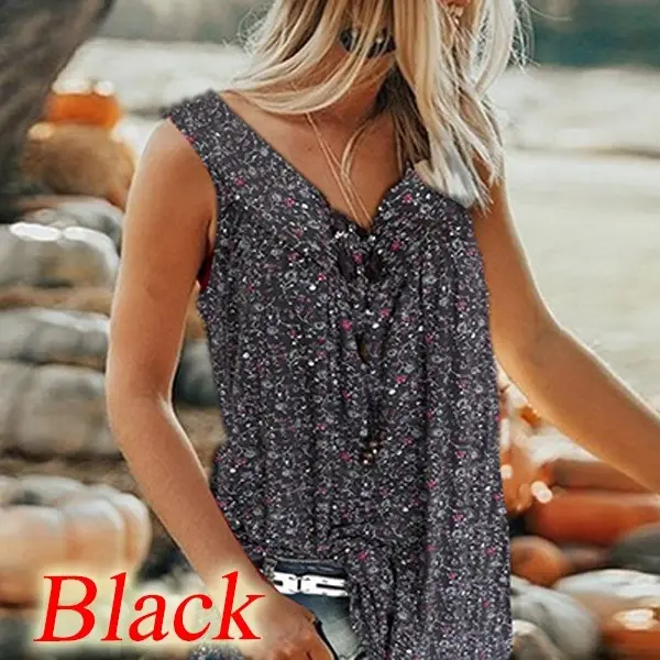 Women Printed V-Neck Tops Pink Large Size - Image 5
