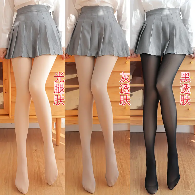 2025 Faux Sheer Fleece Leggings Black Beige Grey - Image 4
