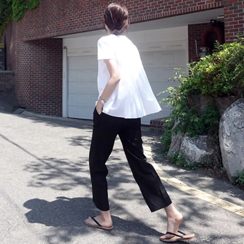 White Korean Style Puffy Top Cotton Summer Top - Image 8