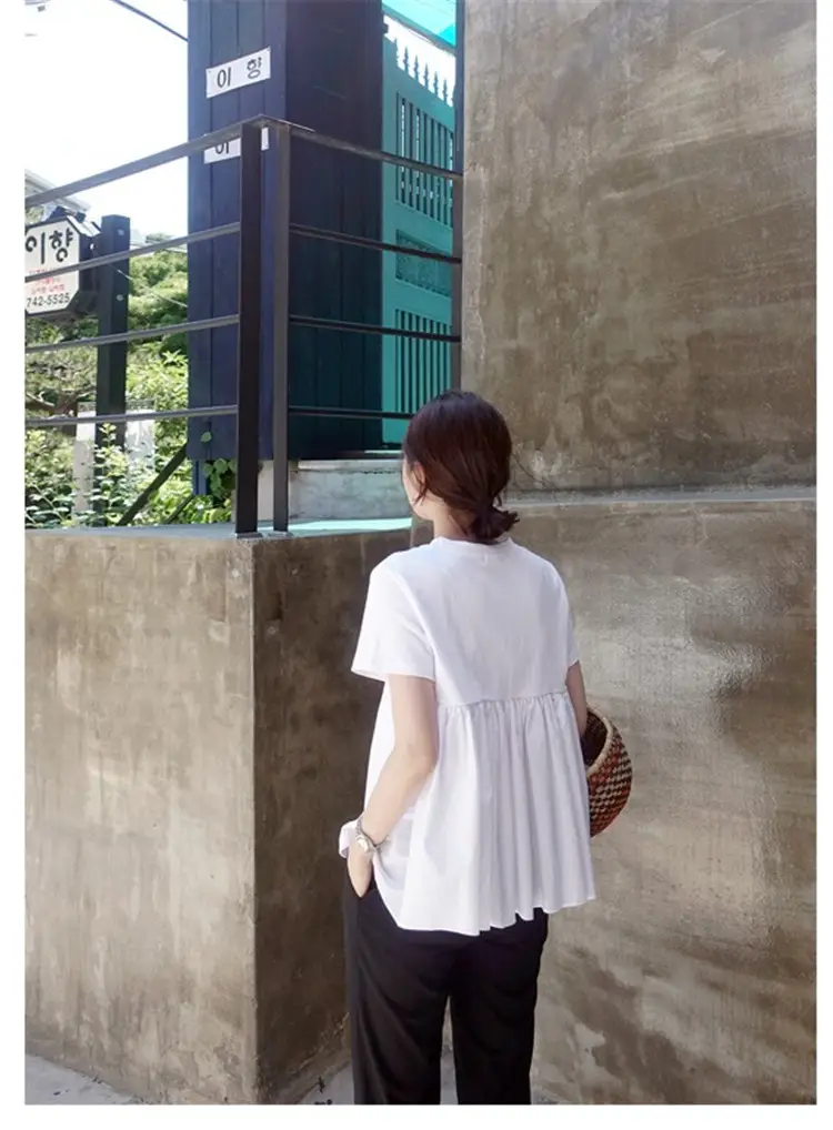 White Korean Style Puffy Top Cotton Summer Top — feature 43