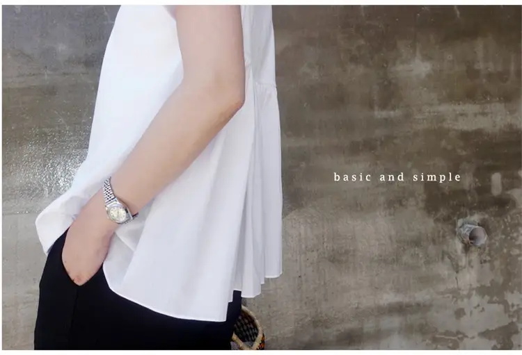 White Korean Style Puffy Top Cotton Summer Top — feature 48
