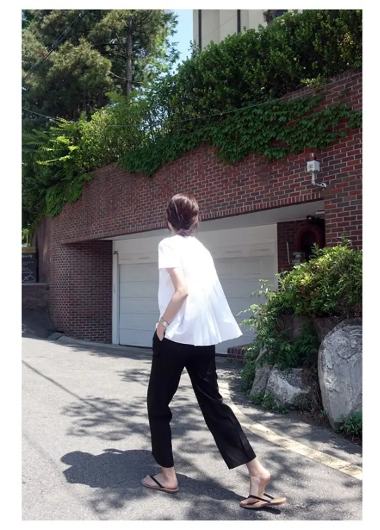 White Korean Style Puffy Top Cotton Summer Top — feature 49