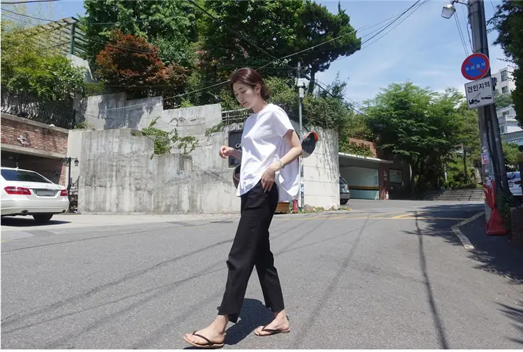 White Korean Style Puffy Top Cotton Summer Top — feature 54