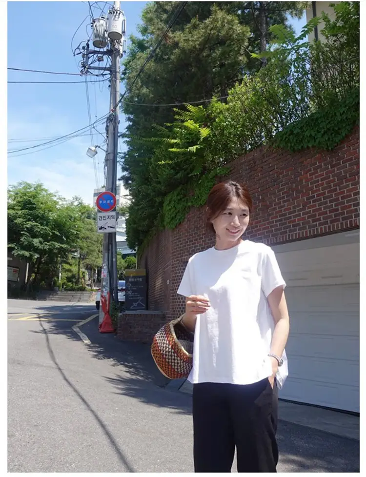 White Korean Style Puffy Top Cotton Summer Top — feature 63