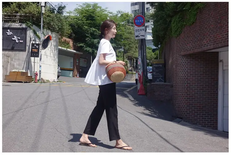 White Korean Style Puffy Top Cotton Summer Top — feature 66