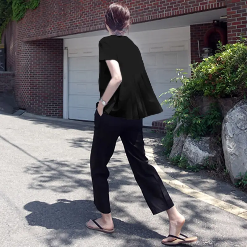 White Korean Style Puffy Top Cotton Summer Top — feature 72