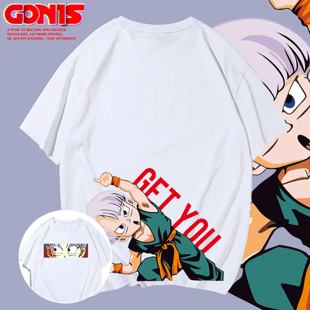 Men Japanese Anime T-Shirt Black Large Summer Loose Fit