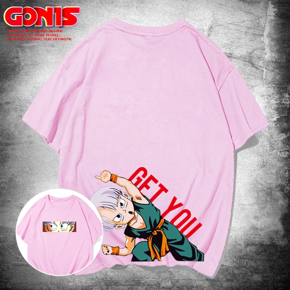 Men Japanese Anime T-Shirt Black Large Summer Loose Fit