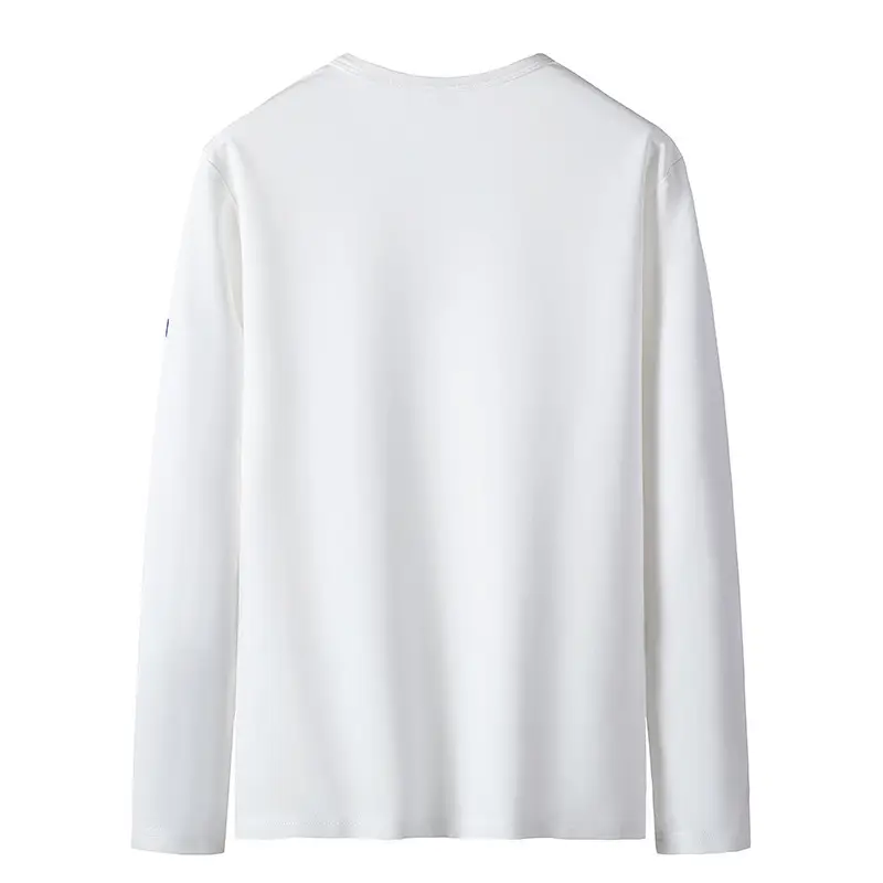 Men's White Cotton Long Sleeve T-Shirt with Logo Print - Image 8