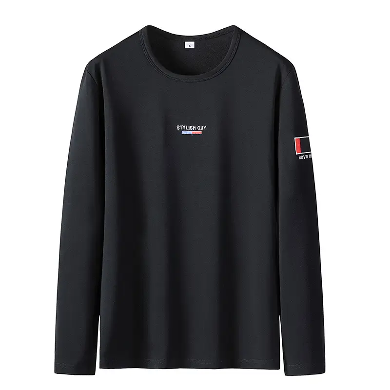 Men's White Cotton Long Sleeve T-Shirt with Logo Print - Image 3