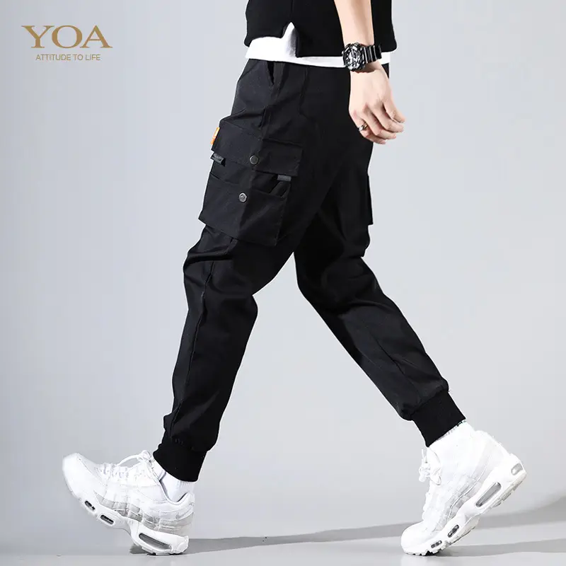 Men Military Black Croc Pants with 6-Pocket Design - Image 3