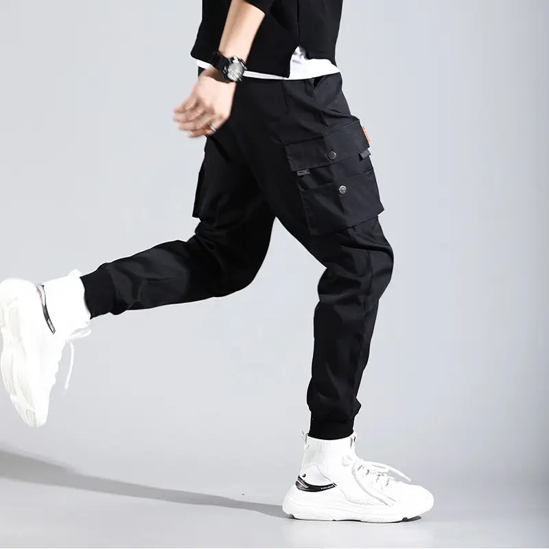 Men Military Black Croc Pants with 6-Pocket Design - Image 4