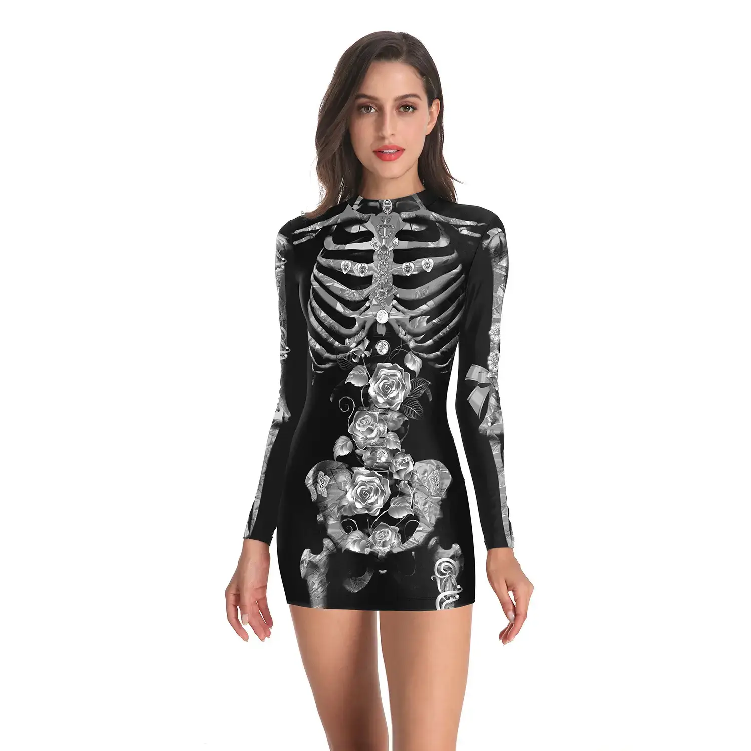 Halloween Pumpkin Mask Short Sleeve Top for Women - Image 2