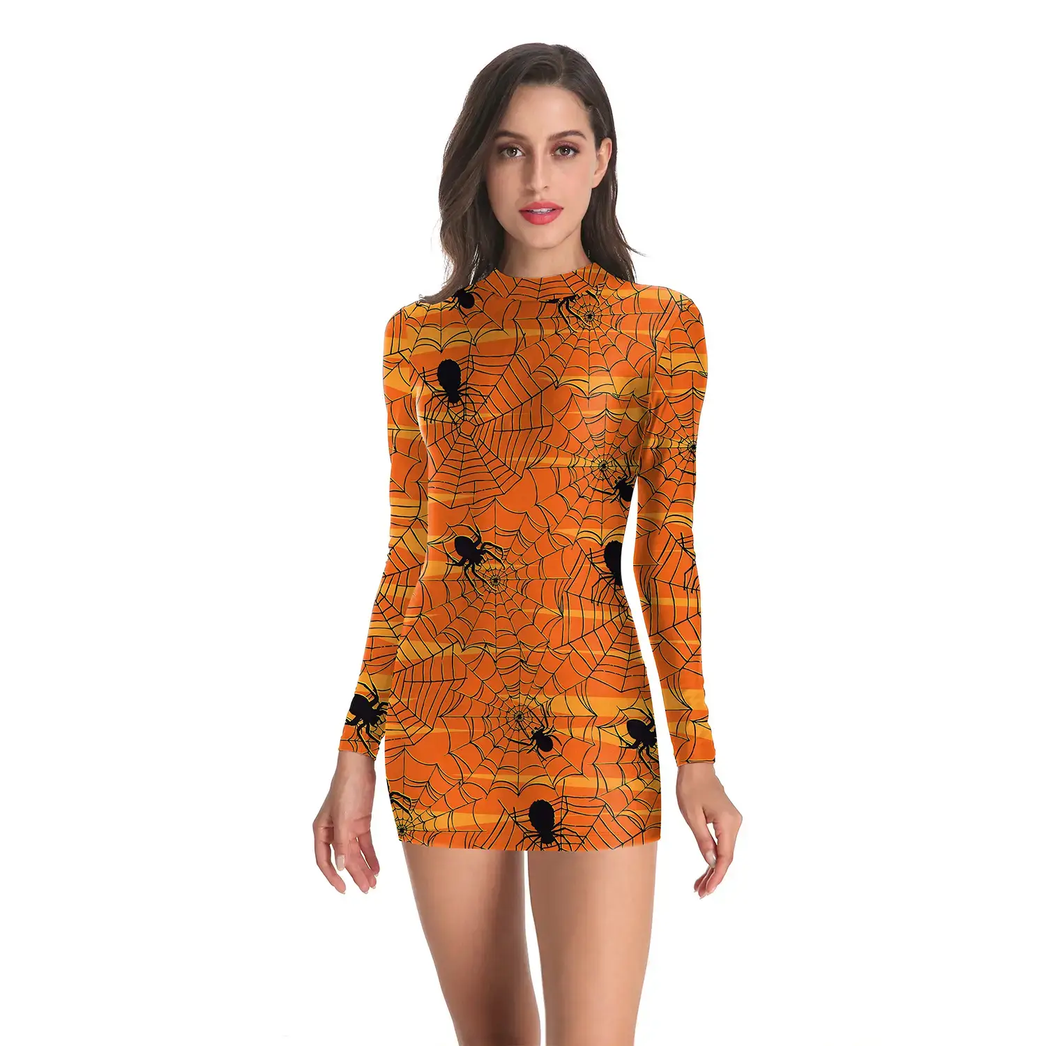 Halloween Pumpkin Mask Short Sleeve Top for Women - Image 6
