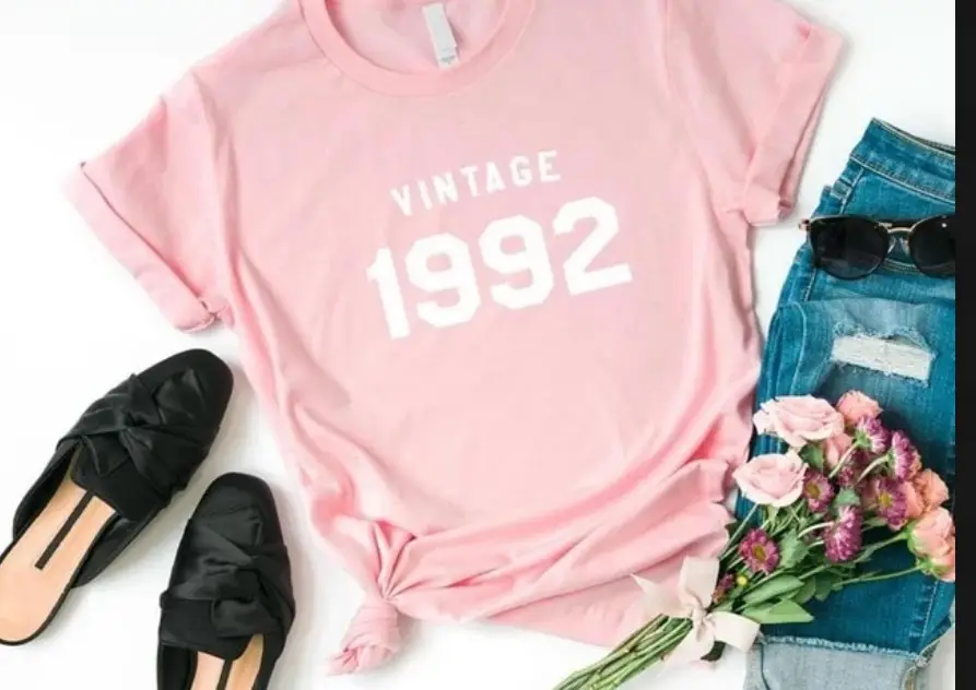 Vintage 1992 Pink T-Shirt for Men Women Europe USA