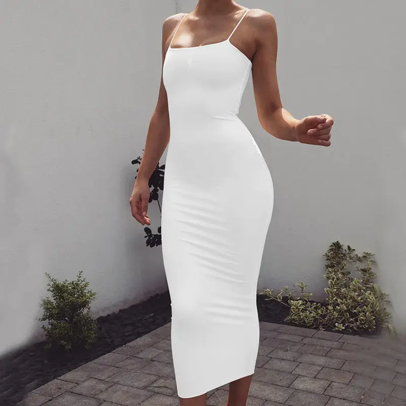 Red Long-Suspender Slim Fit Dress for Women - Image 12