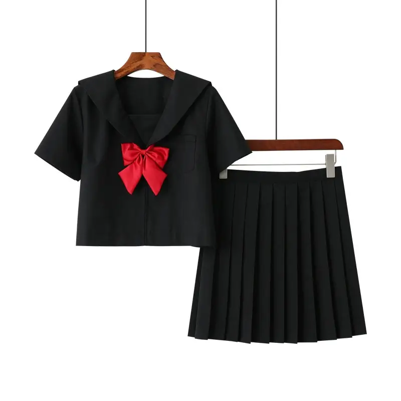 Black Japanese JK Uniform Skirt with Red Bow - Image 7