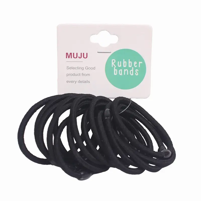 Classic Basic Black Rubber Band for Hair Ponytail & Ring - Image 6
