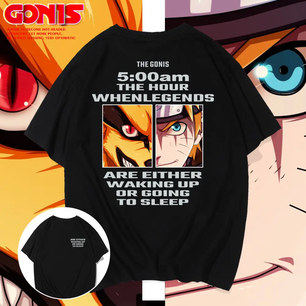 Men Blue Naruto Anime 5:00am Sleep Warning T-Shirt