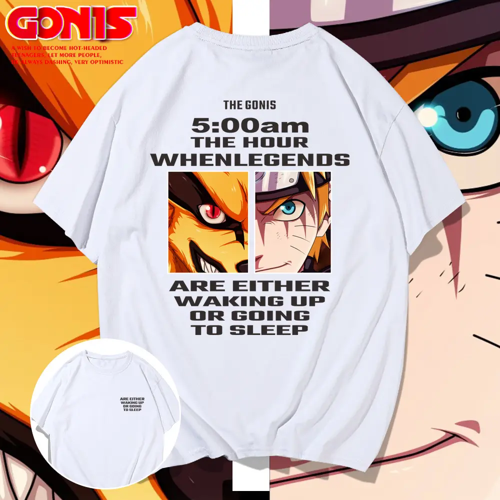 Men Blue Naruto Anime 5:00am Sleep Warning T-Shirt
