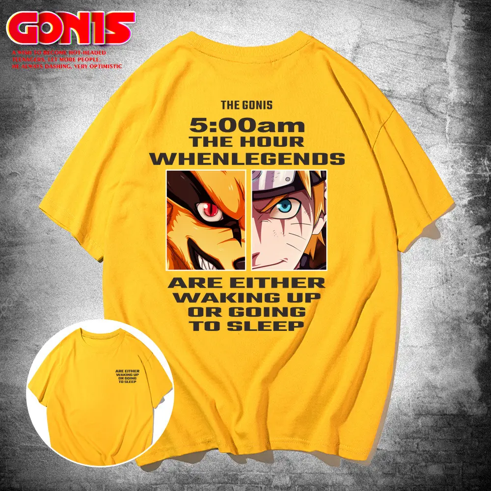 Men Blue Naruto Anime 5:00am Sleep Warning T-Shirt