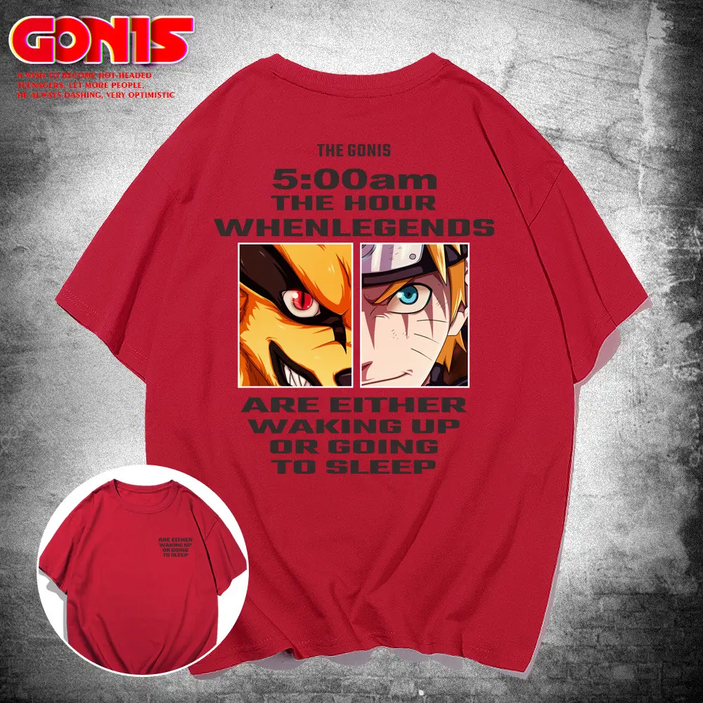 Men Blue Naruto Anime 5:00am Sleep Warning T-Shirt