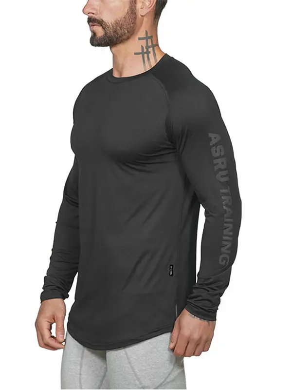 Men's American Style Long Sleeve T-Shirt Black Camo - Image 8