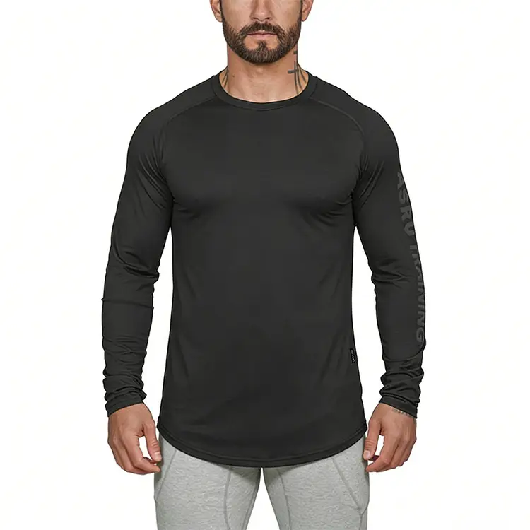 Men's American Style Long Sleeve T-Shirt Black Camo — feature 16