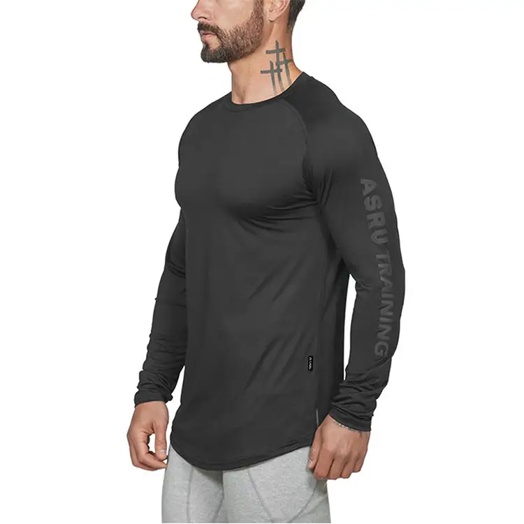 Men's American Style Long Sleeve T-Shirt Black Camo — feature 17