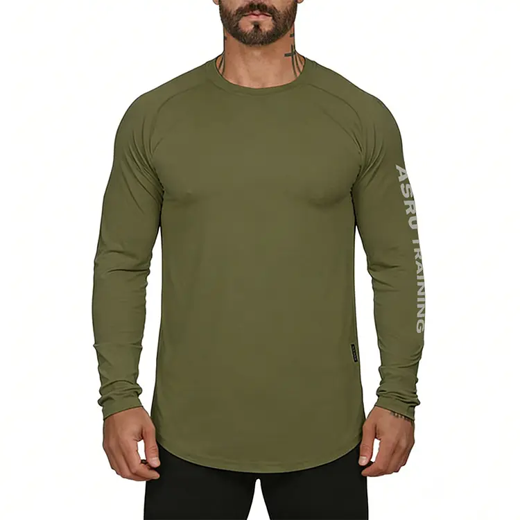 Men's American Style Long Sleeve T-Shirt Black Camo — feature 19